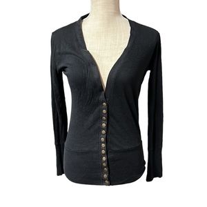 Color Story Long Sleeve Button Up Cardigan Sweater Black Womens Size M